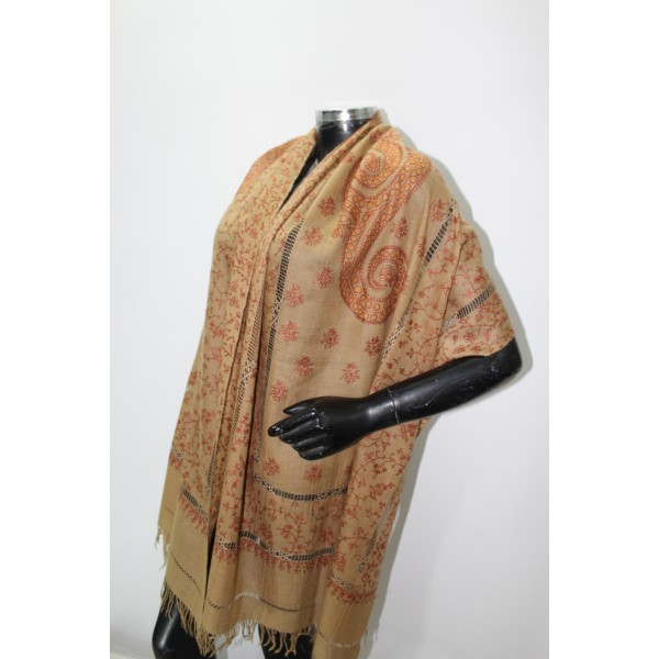 Cut Worked brown embroidered stole
