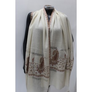 Cut Worked white with brown embroidered stole