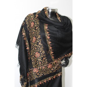 Cut worked black chinar embroidered stole